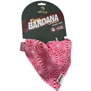 Whimsy Pink Candy Cane Dog Bandana Collar Medium 14”-20”
